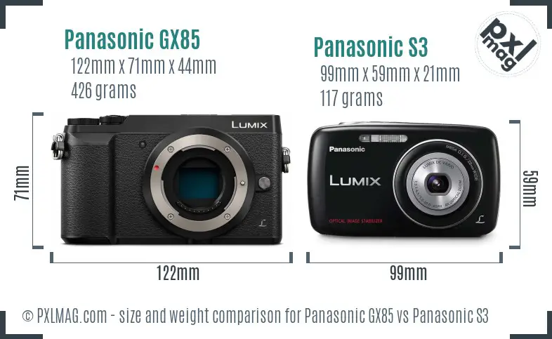 Panasonic GX85 vs Panasonic S3 size comparison