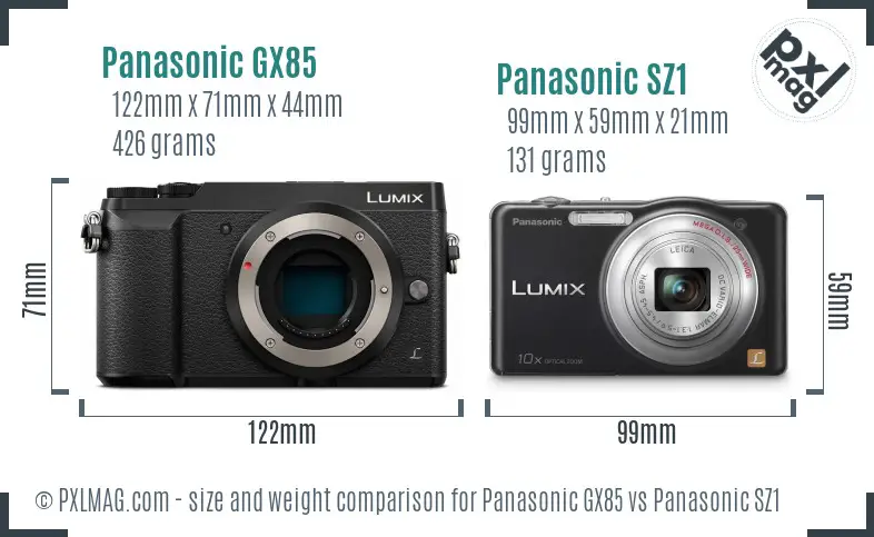 Panasonic GX85 vs Panasonic SZ1 size comparison