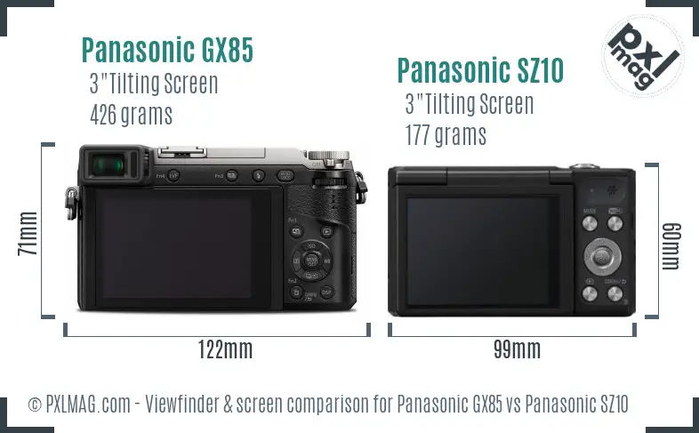 Panasonic GX85 vs Panasonic SZ10 Screen and Viewfinder comparison