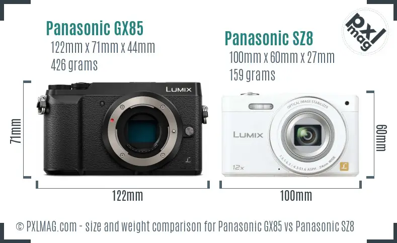 Panasonic GX85 vs Panasonic SZ8 size comparison