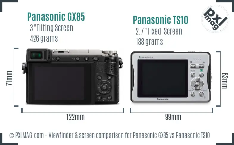 Panasonic GX85 vs Panasonic TS10 Screen and Viewfinder comparison