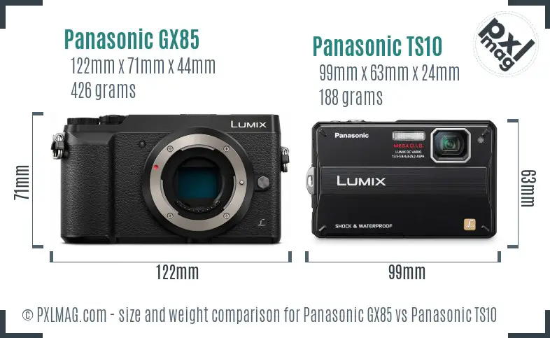 Panasonic GX85 vs Panasonic TS10 size comparison