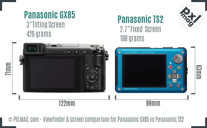 Panasonic GX85 vs Panasonic TS2 Screen and Viewfinder comparison