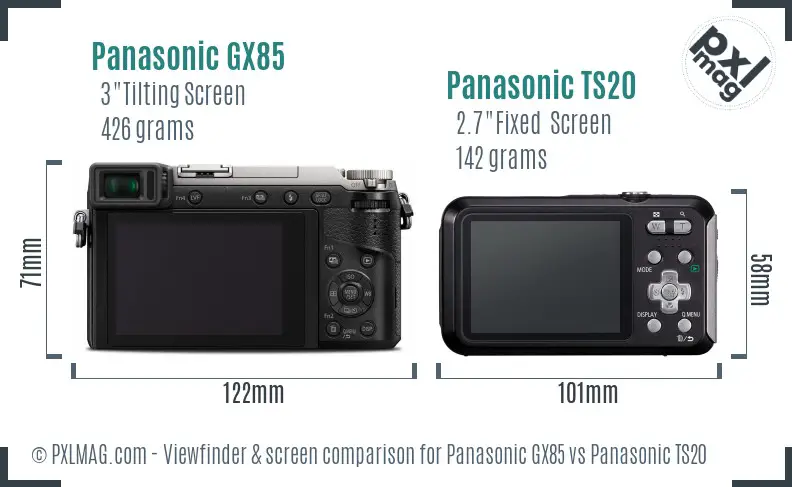 Panasonic GX85 vs Panasonic TS20 Screen and Viewfinder comparison