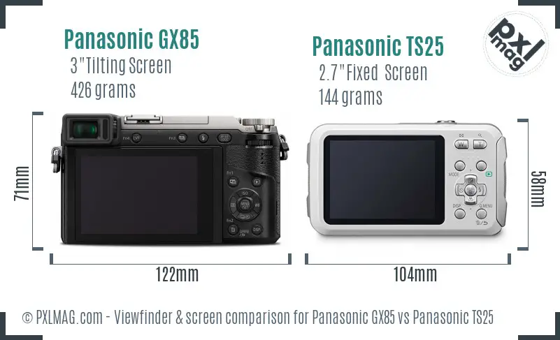 Panasonic GX85 vs Panasonic TS25 Screen and Viewfinder comparison