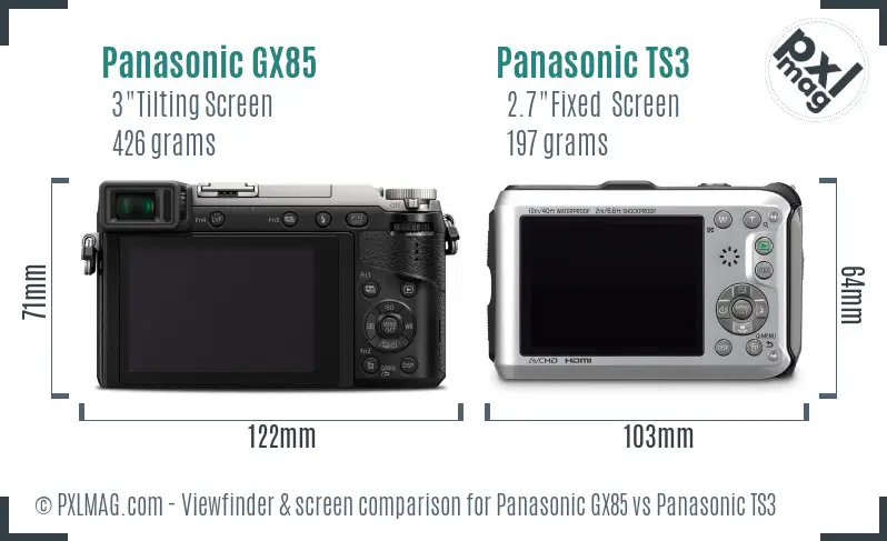 Panasonic GX85 vs Panasonic TS3 Screen and Viewfinder comparison