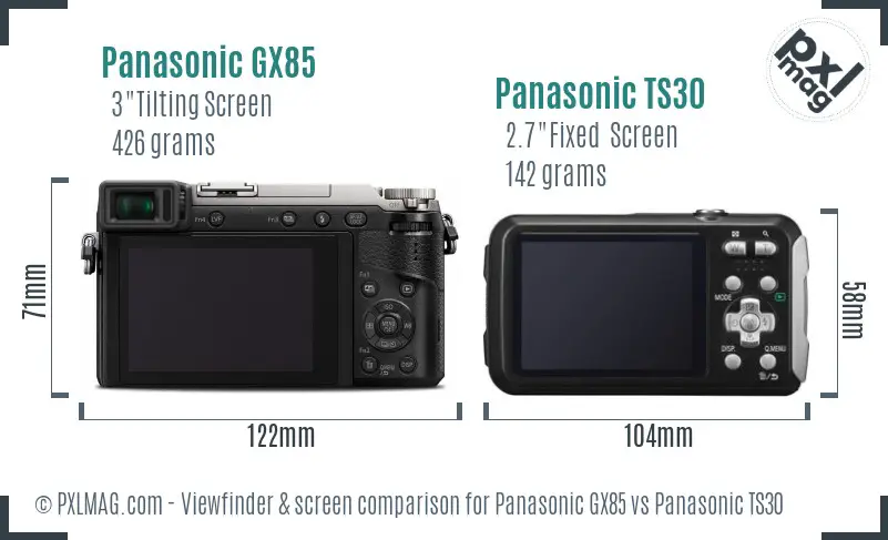 Panasonic GX85 vs Panasonic TS30 Screen and Viewfinder comparison