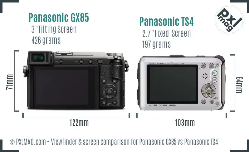 Panasonic GX85 vs Panasonic TS4 Screen and Viewfinder comparison