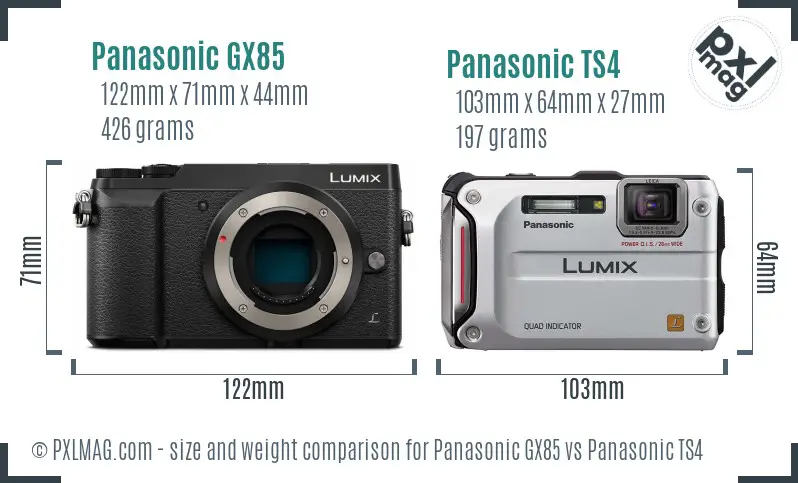 Panasonic GX85 vs Panasonic TS4 size comparison