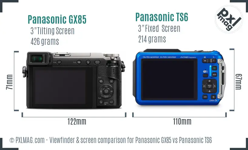 Panasonic GX85 vs Panasonic TS6 Screen and Viewfinder comparison