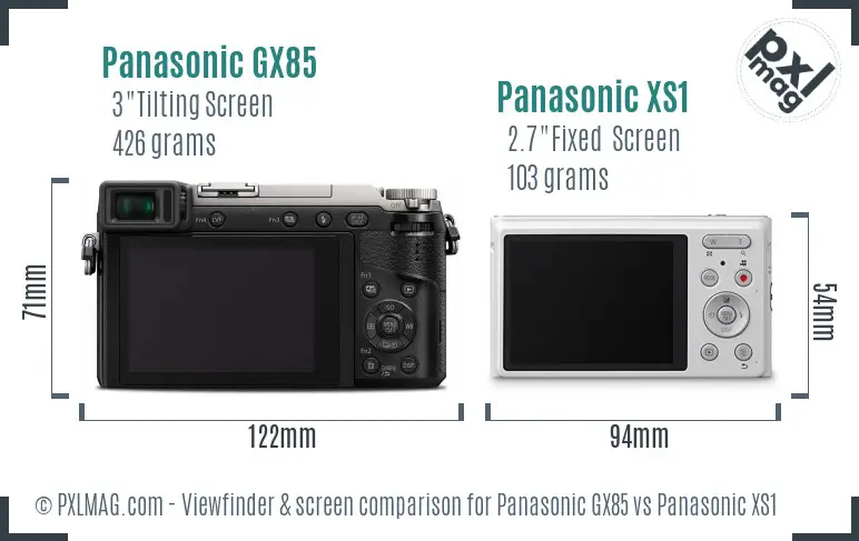 Panasonic GX85 vs Panasonic XS1 Screen and Viewfinder comparison