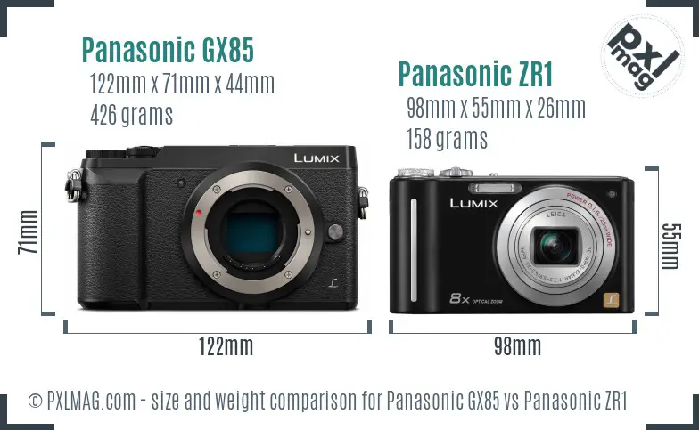 Panasonic GX85 vs Panasonic ZR1 size comparison