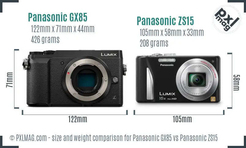 Panasonic GX85 vs Panasonic ZS15 size comparison