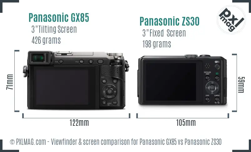 Panasonic GX85 vs Panasonic ZS30 Screen and Viewfinder comparison