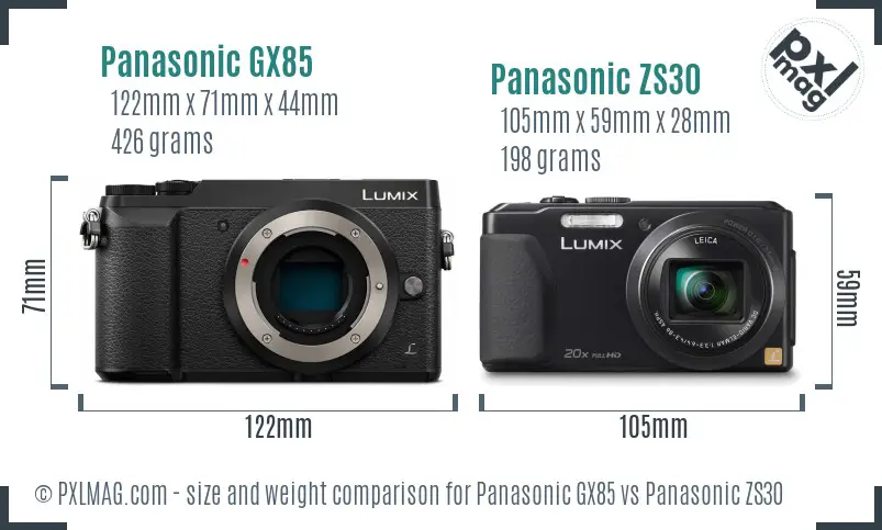 Panasonic GX85 vs Panasonic ZS30 size comparison