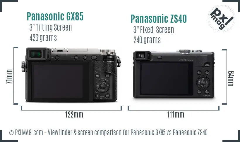 Panasonic GX85 vs Panasonic ZS40 Screen and Viewfinder comparison