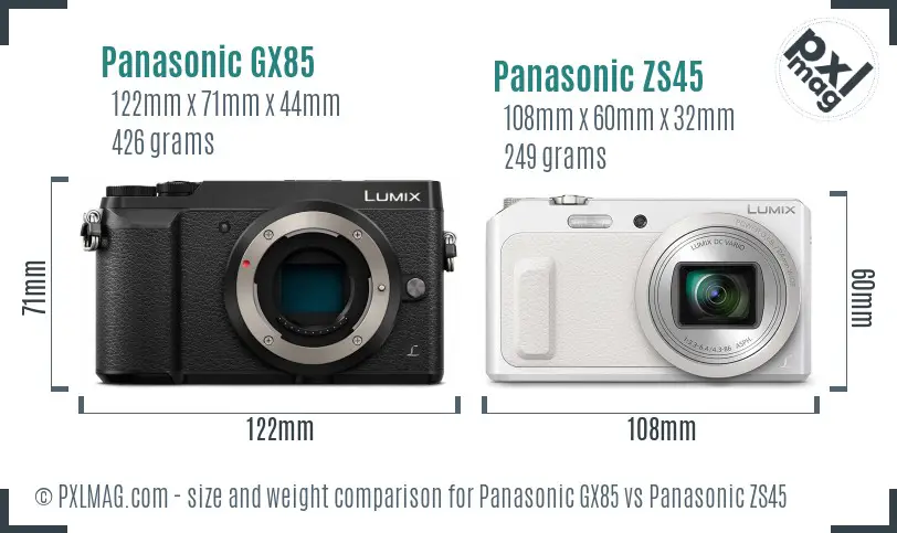 Panasonic GX85 vs Panasonic ZS45 size comparison