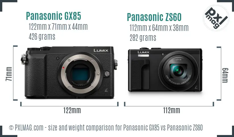 Panasonic GX85 vs Panasonic ZS60 size comparison