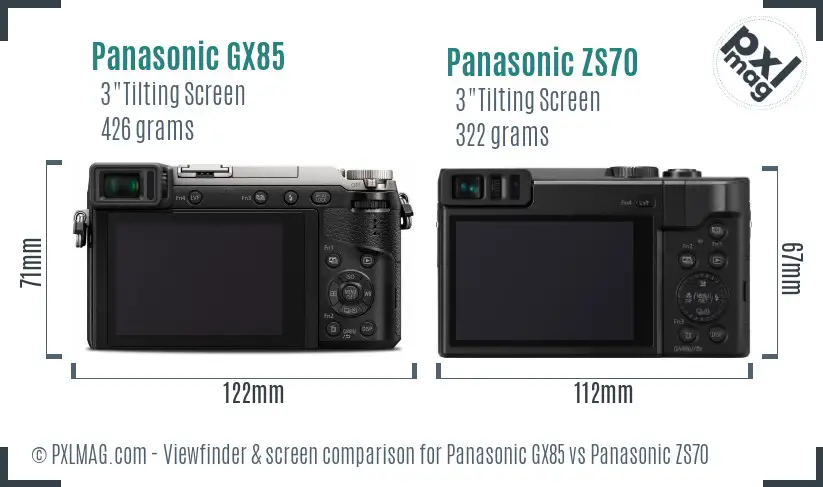 Panasonic GX85 vs Panasonic ZS70 Screen and Viewfinder comparison