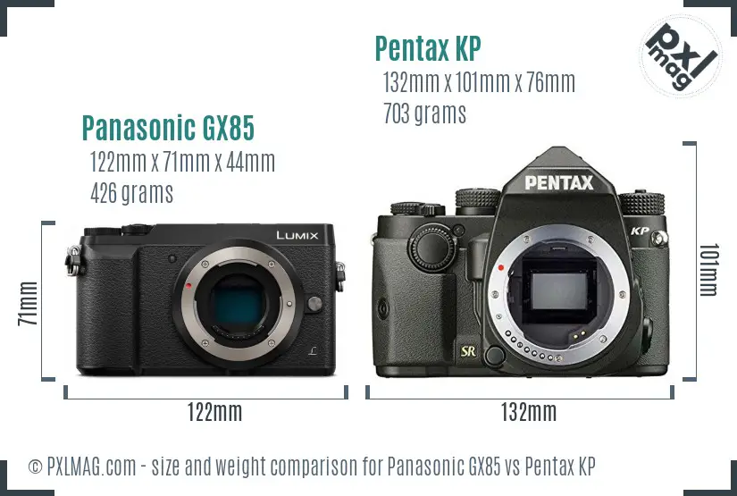 Panasonic GX85 vs Pentax KP size comparison