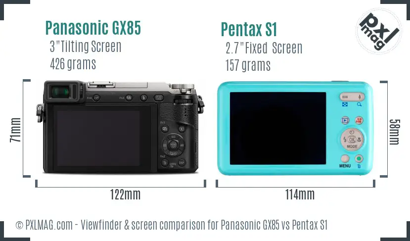 Panasonic GX85 vs Pentax S1 Screen and Viewfinder comparison