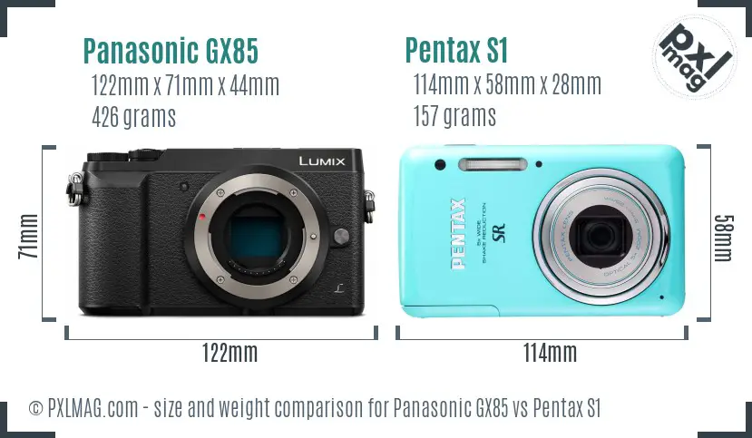 Panasonic GX85 vs Pentax S1 size comparison