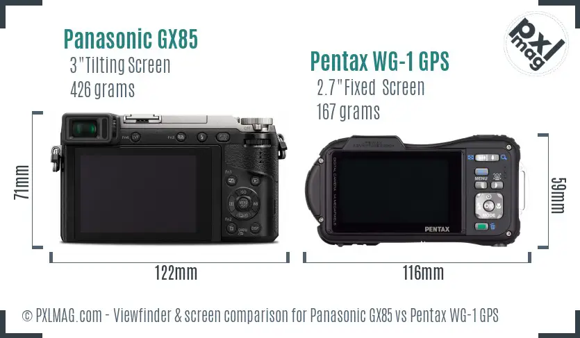 Panasonic GX85 vs Pentax WG-1 GPS Screen and Viewfinder comparison