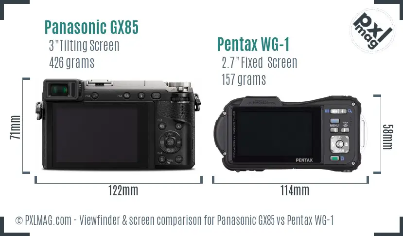 Panasonic GX85 vs Pentax WG-1 Screen and Viewfinder comparison
