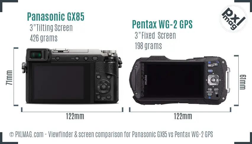 Panasonic GX85 vs Pentax WG-2 GPS Screen and Viewfinder comparison