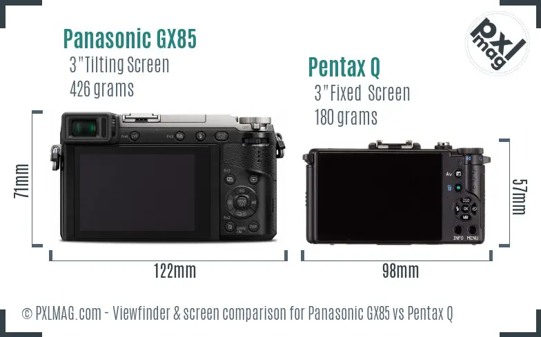 Panasonic GX85 vs Pentax Q Screen and Viewfinder comparison