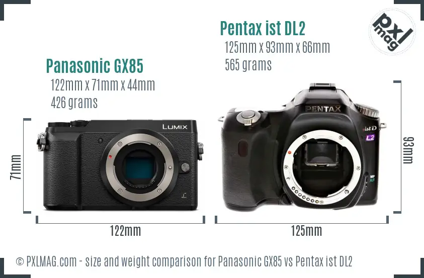Panasonic GX85 vs Pentax ist DL2 size comparison