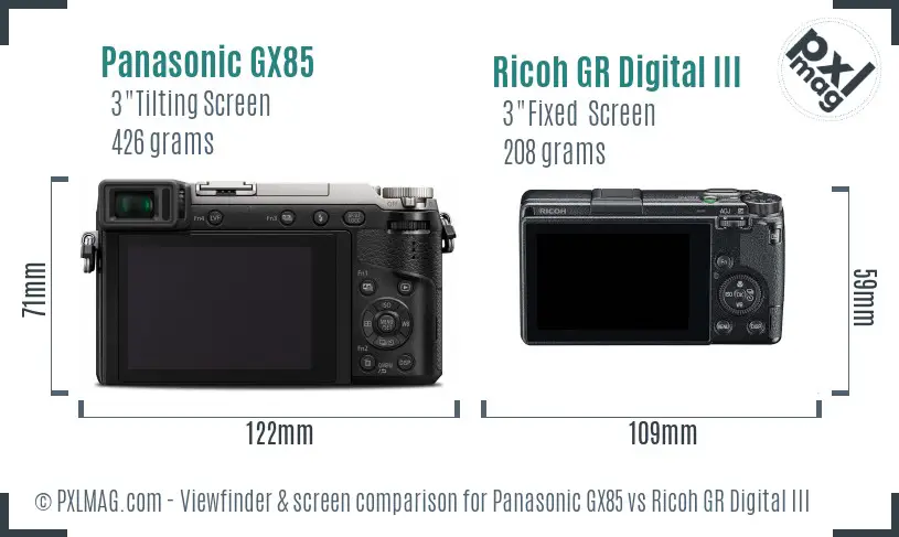 Panasonic GX85 vs Ricoh GR Digital III Screen and Viewfinder comparison Panasonic GX85 vs Ricoh GR Digital III Screen and Viewfinder comparison