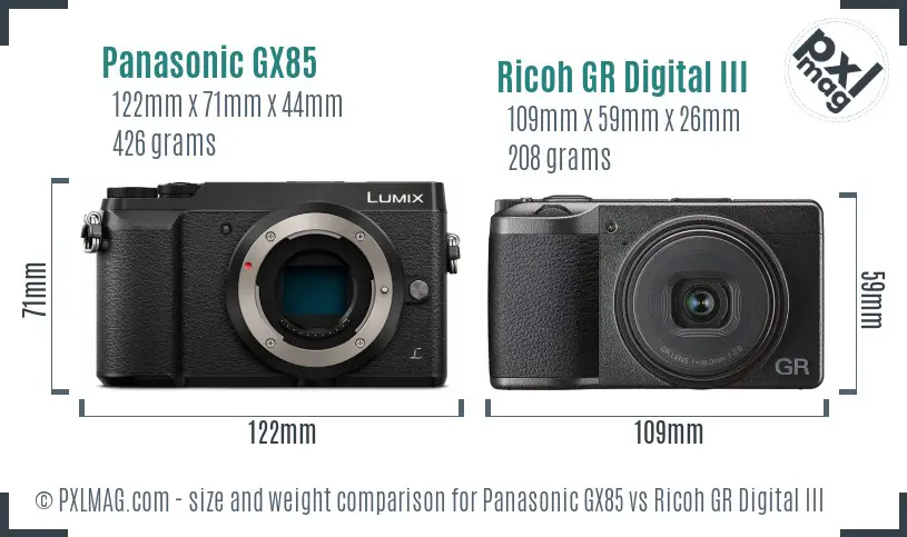 Panasonic GX85 vs Ricoh GR Digital III size comparison Panasonic GX85 vs Ricoh GR Digital III size comparison