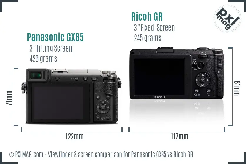 Panasonic GX85 vs Ricoh GR Screen and Viewfinder comparison Panasonic GX85 vs Ricoh GR Screen and Viewfinder comparison