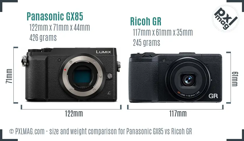 Panasonic GX85 vs Ricoh GR size comparison Panasonic GX85 vs Ricoh GR size comparison