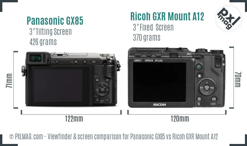 Panasonic GX85 vs Ricoh GXR Mount A12 Screen and Viewfinder comparison