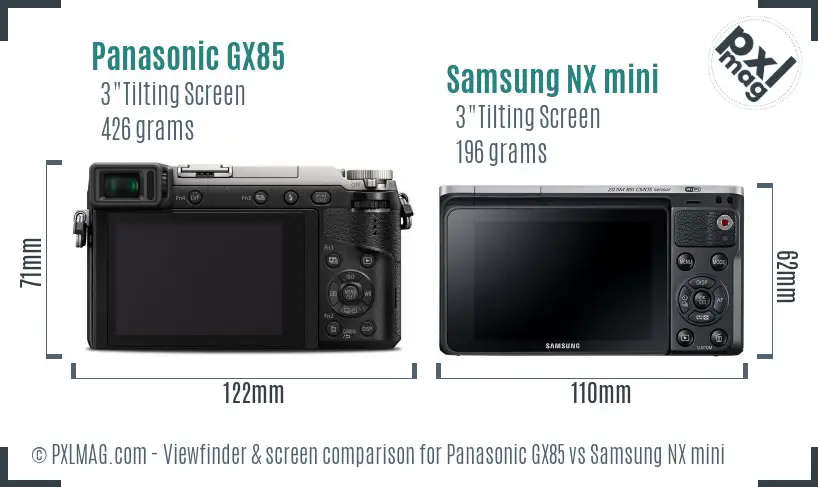 Panasonic GX85 vs Samsung NX mini Screen and Viewfinder comparison