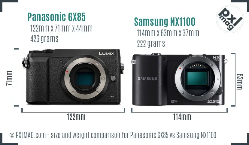 Panasonic GX85 vs Samsung NX1100 size comparison