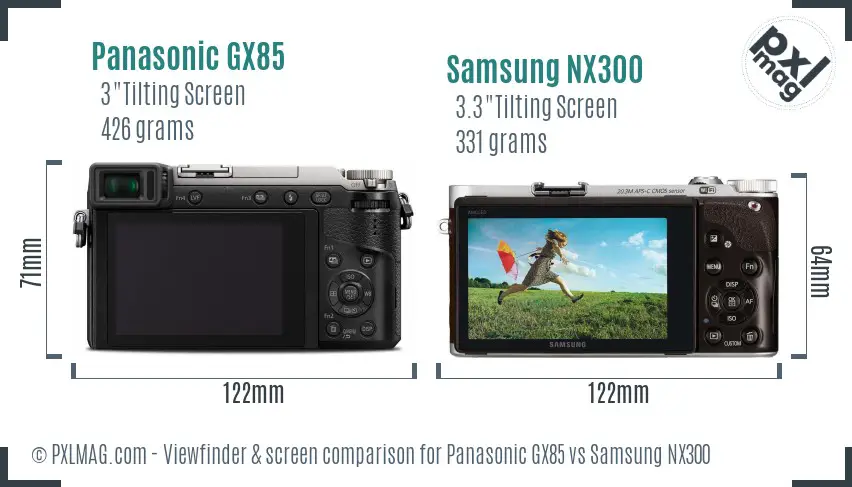 Panasonic GX85 vs Samsung NX300 Screen and Viewfinder comparison Panasonic GX85 vs Samsung NX300 Screen and Viewfinder comparison