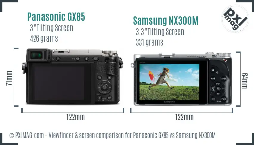 Panasonic GX85 vs Samsung NX300M Screen and Viewfinder comparison