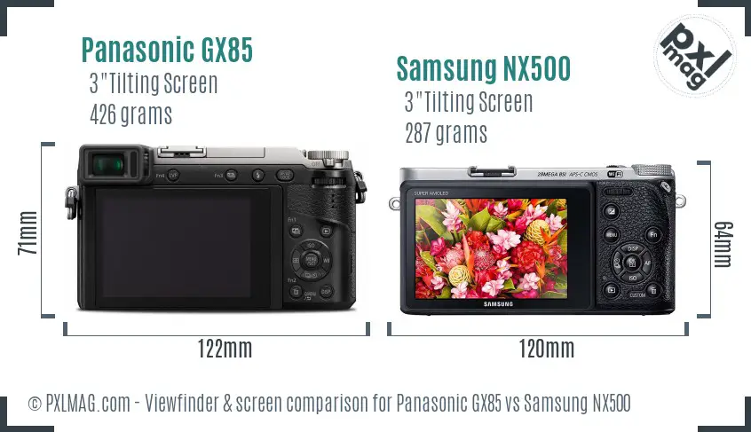Panasonic GX85 vs Samsung NX500 Screen and Viewfinder comparison Panasonic GX85 vs Samsung NX500 Screen and Viewfinder comparison