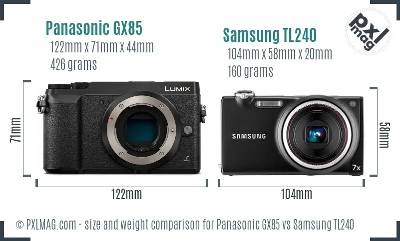 Panasonic GX85 vs Samsung TL240 size comparison
