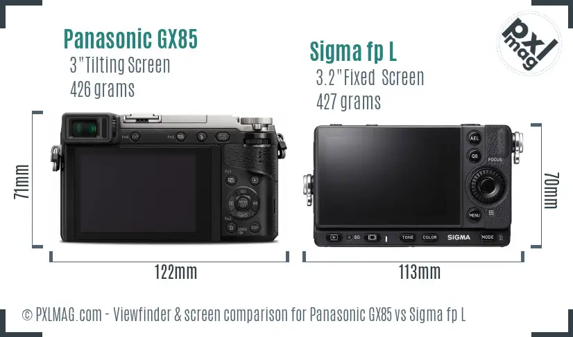 Panasonic GX85 vs Sigma fp L Screen and Viewfinder comparison