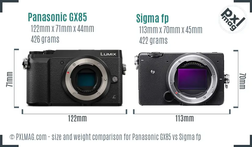 Panasonic GX85 vs Sigma fp size comparison