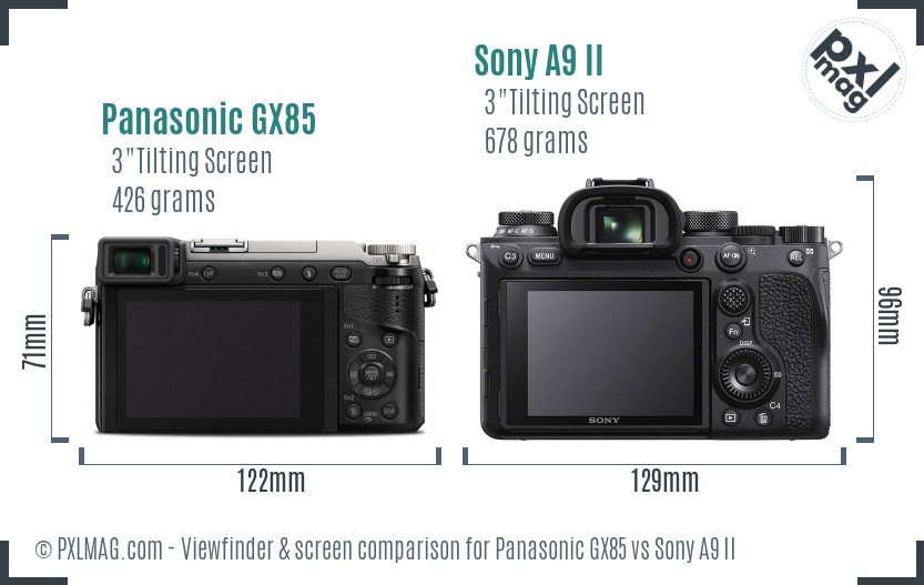 Panasonic GX85 vs Sony A9 II Screen and Viewfinder comparison