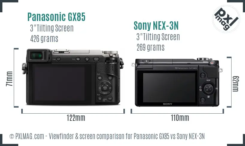 Panasonic GX85 vs Sony NEX-3N Screen and Viewfinder comparison Panasonic GX85 vs Sony NEX-3N Screen and Viewfinder comparison