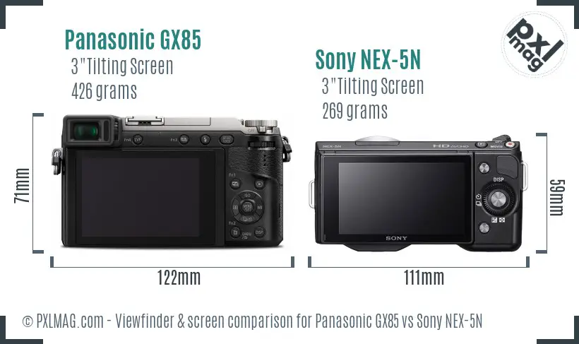 Panasonic GX85 vs Sony NEX-5N Screen and Viewfinder comparison