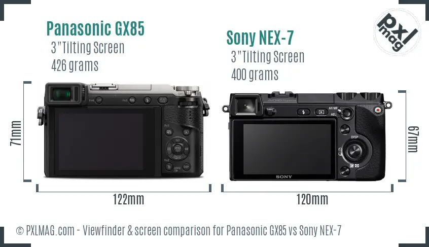 Panasonic GX85 vs Sony NEX-7 Screen and Viewfinder comparison