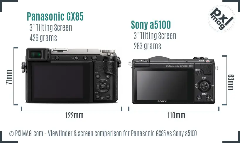 Panasonic GX85 vs Sony a5100 Screen and Viewfinder comparison