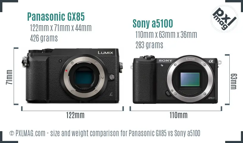 Panasonic GX85 vs Sony a5100 size comparison
